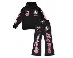 Conjunto Deportivo Urbano para Niños, Sudadera con Capucha y Pantalones con Lavado Ácido, Diseño Personalizado OEM, 2 Piezas, 100% Algodón, Venta al Por Mayor - Product Image 1