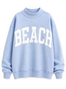 Women's Winter Short Front Custom Printed Streetwear Cotton Blend Crewneck <b>Pullover</b> Sweater <b>Jumper</b> Fleece - Product Image 1