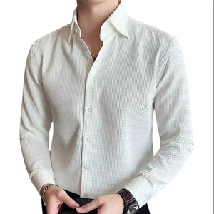 เสื้อเชิ้ตผู้ชายแบบกระดุมหน้าทรงเข้ารูป – เสื้อเชิ้ตแขนยาวเนื้อผ้าโพลีคอตตอนสำหรับผู้ชาย เหมาะสำหรับธุรกิจและการประชุม - Product Image 1