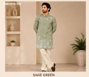 Colección Premium de Kurta de Manga Larga de Seda Suave con Detalles de Daman y Lentejuelas - Colección de Pantalones Anchos de Algodón - Exportador Indio - Product Image 2