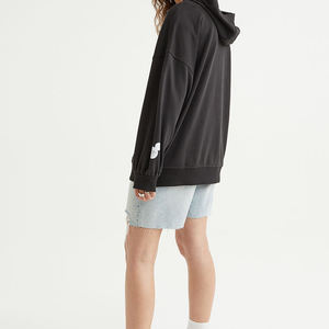 Sweat-shirt à capuche court décontracté uni pour femme King, anti-boulochage, hiver, poches brodées, manches longues, en polaire tricotée 240g - Product Image 5