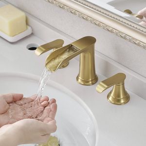 Rubinetto da Bagno Nichelato Oro da 8 Pollici con 3 Fori, Rubinetto per Lavabo con Scarico a Scomparsa e Doppia Leva, Rubinetti per Lavabo Bagno - Product Image 4