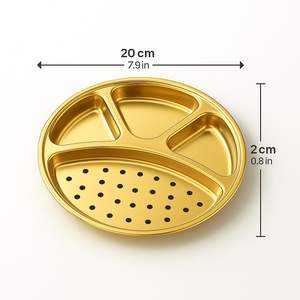 Assiette Ronde en Acier Inoxydable Dorée, Plateau Thali Divisé pour Servir les Repas, Plats, Déjeuners, Dîners, Collations et Fêtes - Product Image 6