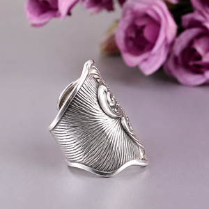 Vintage Swirl <b>Statement</b> <b>Ring</b> Boho Wide Brass <b>Ring</b> Antique Style Adjustable <b>Ring</b> Textured Sunburst <b>Ring</b> Handmade Bold Jewelry - Product Image 2