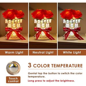Lampe de table en forme de rose, petite veilleuse pour la cuisine, alimentée par piles, cadeau pour la fête des mères, cadeau pour petite amie, fleurs artificielles de table - Product Image 3