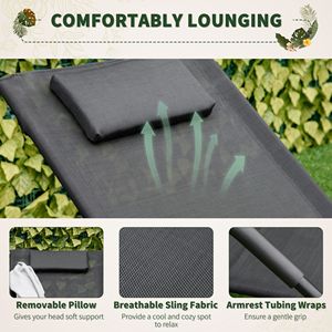 Sdraio a dondolo moderna nera a gravità zero per esterni, sedia da patio per prendere il sole a bordo piscina, arredo da giardino - Product Image 6