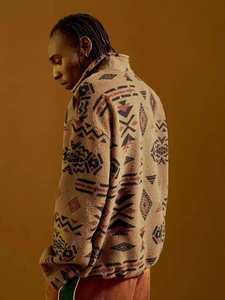 Pull-over en molleton de coton tricoté oversize pour homme, col roulé, manches longues, imprimé animalier sur le devant, collection automne - Product Image 2