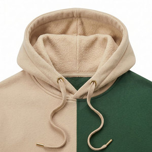 Sudadera con capucha para hombre, verde y beige, con logo bordado, estilo casual, corte regular, tejido de punto para otoño - Product Image 5