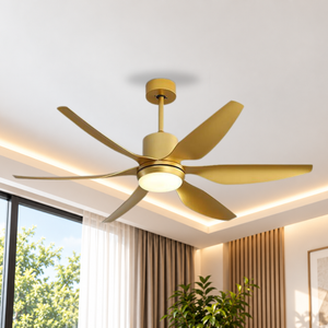 Ventilador de techo WINDBROOK de 56 pulgadas, color dorado, con luz, motor DC, 5 aspas y control remoto - Product Image 4