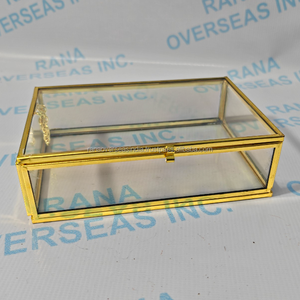 Luxury Brass and Glass Jewelry Organizer Box with Clear <b>Display</b> <b>Case</b> for Rings Earrings Necklaces Home Decor Storage - Product Image 4