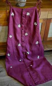 Robe longue personnalisée violette à bretelles spaghetti, boutonnée sur le devant, style bohème, coupe ample, pour l'été, lavable, tissée - Product Image 1