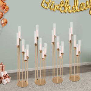 Elegant Gold Finish 5 Arms Metal Candelabra <b>Candle</b> Stand Holder for Wedding Table Centerpieces Luxury Home Decor At <b>Cheap</b> Price - Product Image 6