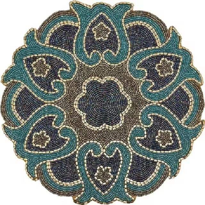 Round Beaded <b>Table</b> <b>Runner</b> Multi Floral Design Modern Home Decor for Living Room <b>Dining</b> <b>Table</b> - Product Image 3