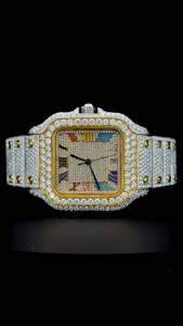 Reloj de Lujo con Diamantes Moissanite de Corte Redondo y Números Romanos Clásicos de Colores, Regalo con Diamantes - Product Image 5