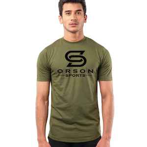 Camiseta Deportiva Personalizada para Hombre, Color Verde Oliva, Corte Ajustado, Secado Rápido, Poliéster, para Gimnasio, Fitness, Entrenamiento Muscular, Running, Casual - Product Image 1