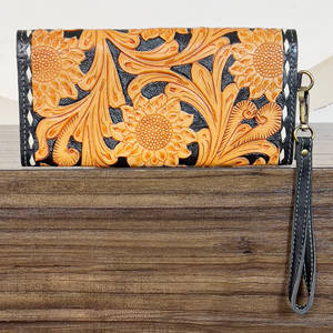 2026 Luxury Designer Tooled Leather Floral Pattern <b>Women</b> Clutches High Quality Stylish Cash & <b>Card</b> Holder Long <b>Wallet</b> Evening - Product Image 5
