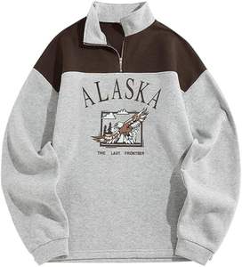 Sudadera de Forro Polar Vintage con Cierre de Cremallera de Cuarto y Mangas Raglán Bordadas - Product Image 1