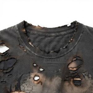 Camiseta Premium 100% Algodón Oversize con Efecto Desgastado y Lavado Vintage para Hombre, Manga Corta, Estilo Casual Urbano - Product Image 3