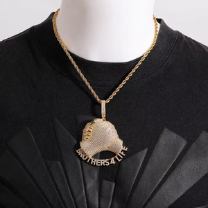 Colgante de Amistad Hip Hop Iced Out Brothers 4 Life de Moissanita Chapado en Plata para Hombre, Ideal para Fiestas y Eventos - Product Image 4