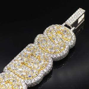 Collar con Colgante de Letra con Diamantes VVS Chapado en Oro, Estilo Hip Hop, Joyería Fina Brillante, Accesorio de Moda Unisex, RB Gems - Product Image 2