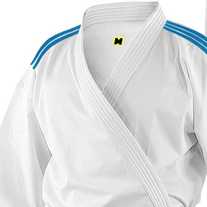 Uniforme de Karate Blanco 100% Algodón, Duradero, Corte Regular, Unisex para Adultos, Conjunto de Ropa de Artes Marciales con Franjas Azules en los Hombros - Product Image 2