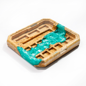 Portaplumas de resina epoxi con diseño de teclas de teclado, Portaplumas de resina con diseño de madera, Decoración artística de resina y madera, Regalo de aniversario, Portaplumas de resina verde, Regalo hecho a mano - Product Image 4