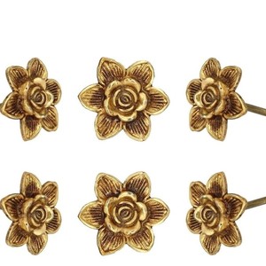 Poignée de tiroir en laiton en forme de fleur, finition dorée, design floral, poignée de meuble de style vintage, quincaillerie décorative - Product Image 1