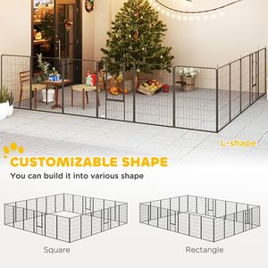 Recinto per Animali Domestici Bloccabile da Interno/Esterno, 24 Pannelli, 113 cm Altezza, Forma Fai-da-te, Colore Nero Solido - Product Image 4
