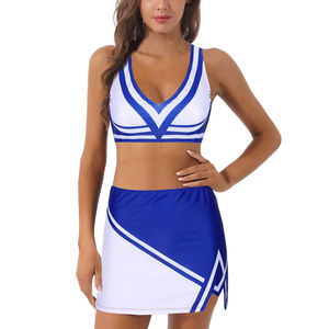 OUTFITIZE INTERNATIONAL OI-1815 Ensemble d'uniformes de cheerleading bleu et blanc, impression par sublimation, polyester, tenue de sport pour femmes adultes - Product Image 6