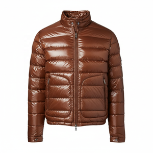 Blouson matelassé argenté pour homme, col montant, fermeture éclair, coupe-vent, rembourrage en polyester, tenue décontractée d'hiver 2026 - Product Image 4