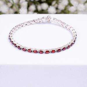 Natural Garnet <b>Bracelet</b> 925 Sterling Silver <b>Red</b> Garnet Minimalist Statement Jewelry Mothers Day Gift For Her - Product Image 5