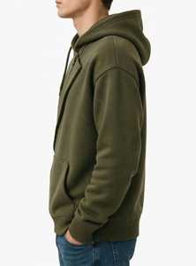 <b>Men's</b> Plus Size Olive <b>Green</b> <b>Hoodie</b> Asymmetric Zipper Fleece Pullover Sweatshirt with Kangaroo Pocket Autumn - Product Image 5