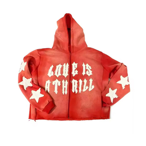 Sudaderas con Capucha para Hombre, Estilo Urbano, Personalizadas con Bordado Distressed, Corte Holgado, Mezcla de Algodón, Estampadas - Product Image 1