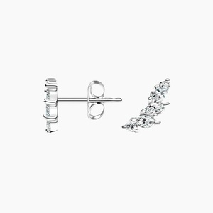Marquise Lab Grown Leaf <b>Climber</b> Stud <b>Earrings</b> Nature Inspired Design Wedding Rhodium Plated 10K 14K 18K Gold 925 935 Silver - Product Image 3