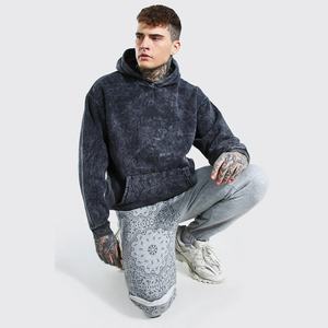 Vente en gros bloc de couleur vintage anti-rétrécissement respirant doux tech polaire hommes sweats à capuche et sweat à capuche décontracté imprimé bouffant - Product Image 2