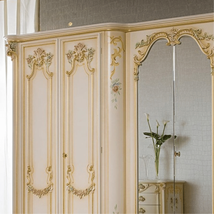 Traditional Classic Wardrobe Solid Mahogany <b>Mirror</b> Door French Style Floral Carving Ivory Finish Bedroom Furniture Customized - Product Image 5