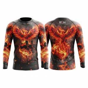 Best Quality Plain Long Sleeve Rush Guard for Men New Arrival Breathable Rash Guard Stylish Rash Guard <b>Compression</b> <b>Shirt</b> - Product Image 4
