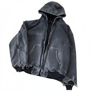 Nueva Llegada, Mejor Precio, Sudadera con Capucha Corta, Holgada, con Cierre, de Felpa, Lavada al Ácido, Ecológica, para Hombre y Mujer - Product Image 5