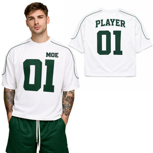 Custom Mesh Oversized Men Streetwear Breathable Training Uniform Vintage Embroidered American Football Jersey Sports <b>T</b>-Shirt - Product Image 1