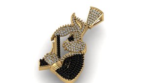 Good Quality Unique Design Jewelry Christmas Gift 1.00 CTS 10KT Gold Trending Gangsta Bunny VVS-VS Lab Grown Diamond Pendant - Product Image 2