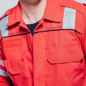 Combinaison de travail unisexe marron respirante Econex Sports avec bandes réfléchissantes, en coton, uniforme de sécurité, design haute visibilité - Product Image 6