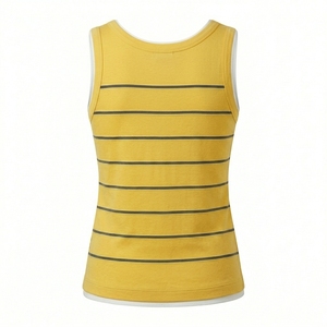 Listo para Enviar: Camiseta sin Mangas para Mujer, Transpirable, a Rayas, 100% Poliéster, Ropa Deportiva Personalizada, Fábrica de Ropa OEM ODM - Product Image 2