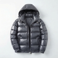 Blouson matelassé brillant à capuche pour homme, chaud et imperméable en nylon, personnalisable, style décontracté et tendance