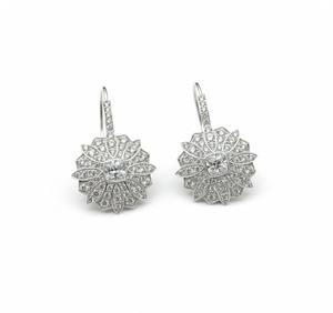 Pendientes de flor con diamante cultivado en laboratorio y diamante tipo cojín, de plata de ley 925 y oro macizo de 10K 14K - Product Image 2