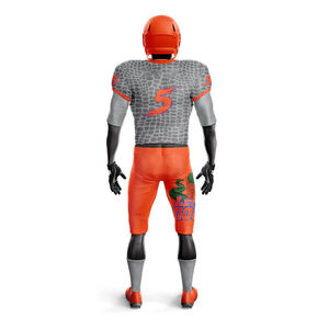 OEM Premium Orange Gray Color American Football Jersey Set Lightweight Fabric V-<b>Neck</b> Sublimated Football Uniform for Summer Wear - Product Image 6