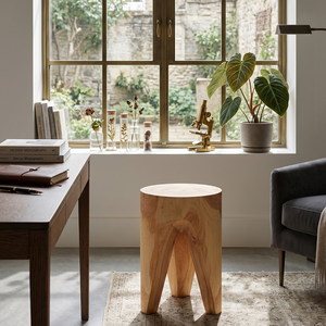 Tabouret trépied en racine de teck naturel rustique artisanal de luxe ARTERRA pour villa, hôtel et appartement - Product Image 4