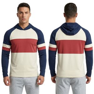 Durable French Terry Cotton Mens Gym <b>Hoodie</b> Burgundy Red Comfortable Fast Drying Drawstring Hooded Neck Long Sweatshirts - Product Image 4