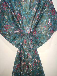 Vestido caftán de algodón floral hecho a mano, caftán indio para damas de honor, ropa bohemia para bodas, fiestas y playa - Product Image 5