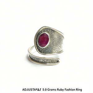 Anillo de moda ajustable con rubí de 5.0 gramos - Product Image 2