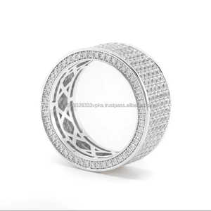 Bague de fiançailles et de mariage unisexe en moissanite taille ronde pour lui/elle - Cadeau d'anniversaire pour femme, bague en argent pour cadeau - Product Image 4